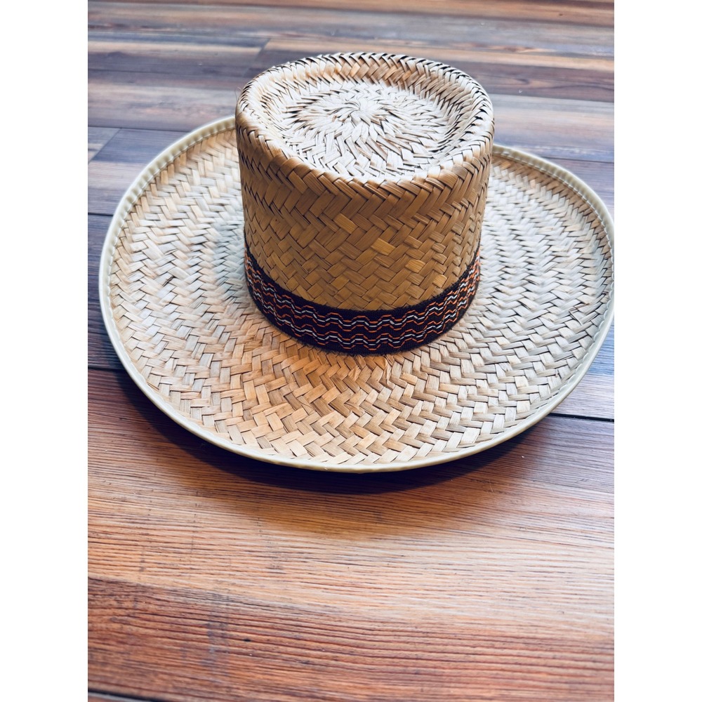 Sombrero Hat‎ Mens Golf Natural Tan Excellent Woven Mexico Straw Wide